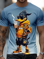  férfi menő fekete kacsa napszemüveget visel boba teát iszik utcai viselet városi hip-hop grafikus póló rövid ujjú, kerek nyakú vicces boba szerető születésnapi ajándék designer ruházat