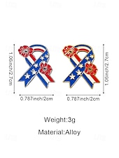 voordelige Accessoires-Damesbrocheset met legering lint en bloemmotief, gouden en zilveren patriottische reversspelden voor de viering van 250 jaar Amerika, Onafhankelijkheidsdag, feestelijke avondkleding en feestelijke
