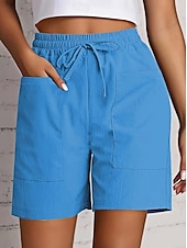 economico Pantaloncini Bermuda-Per donna Bermuda Chinos Shorts Pantaloni Eleganti Vacanza Essenziale Comfort Corto Vita Alta Semplice Coulisse Comodità Elasticizzato Quotidiano Casual Quotidiano Blu Rosso Aalbicocca Nero Estate