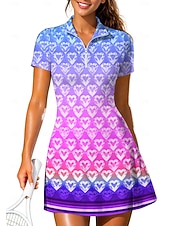 Χαμηλού Κόστους Φόρεμα Γυναικών-Γυναικεία Καρδιά Γεωμετρικό Βαθμίδα Καρό Φόρεμα τένις Αθλητικό φόρεμα Κοντομάνικο Στάμπα Αναπνέει Τέννις Γκολφ Μπάντμιντον Γιακάς Περιλαίμιο Polo Φορέματα Ανοικτό Κίτρινο Πράσινο Ανοικτό Κόκκινο