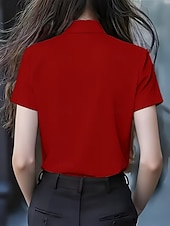 economico Bluse Semplici-Per donna Camicia Blusa Camicia con volant Volant Fiocco Tinta unica Elegante Essenziale Classico Manica Corta Colletto a Camicia Top Regolari Quotidiano Ferie Uscire Nero Bianco Giallo Rosso Estate