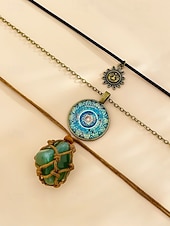 levne Dámský náhrdelník-Dámská sada náhrdelníků v bohémském stylu ze smíšených materiálů, 3dílná šperková sada, ležérní a plážové outfity, ideální pro každodenní bohémské outfity