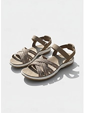 economico Sandali Comodi-sandali da passeggio leggeri da donna grigi, comodi sandali sportivi con cinturino regolabile per escursionismo, viaggi, spiaggia &amp;abbigliamento estivo quotidiano