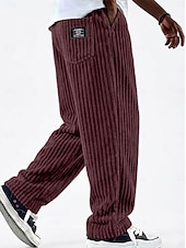 olcso alkalmi nadrág-Férfi Nadrág Kordbársony Nadrág Téli nadrág Alkalmi nadrág Zsinór Egyenes lábbal Tömör szín Mokaszinok Teljes hossz Hétköznapi Napi Szabadtéri Divat Klasszikus stílus Fekete Fehér Nem elasztikus