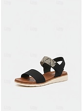 preiswerte Komfortsandalen-Bequeme flache Sandalen für Damen – lässige offene Sommerschuhe mit verstellbarem Riemen, stylisches Boho-Design zum Spazierengehen und für Outdoor-Aktivitäten