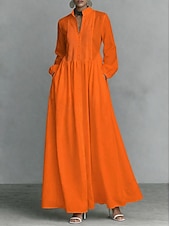 Недорогие Выпускные платья-Жен. Длинное платье Платье-рубашка Белое платье Платье на выпускной Элегантный стиль Мода Современное на открытом воздухе Отпуск На выход Стандартный Полотняное плетение Длинный рукав Вырез под горло