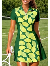 abordables Robe de tennis pour femmes-Femmes Floral Robe de tennis tenue de sport Robe polo de tennis Manche Courte Quart de zip Élastique Évacuation de la transpiration Respirant Volley-ball Tennis Le golf Col Rabattu Robe Rose Bleu