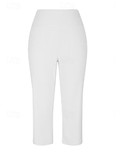 cheap Straight-Leg Pants-Women's Wide Leg Chinos Vacation Classic Style Basic Capris High Waist Plain Pocket Comfy Comfort Soft Stretchy Casual Gym Yoga Apricot Black White Army Green Spring Regular Fit