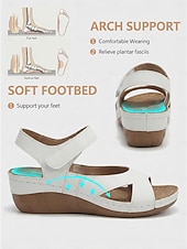 baratos Sandálias Confortáveis-sandálias de velcro abertas para mulheres - sandálias de cunha confortáveis e casuais de verão para caminhadas e viagens