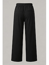 abordables Pantalones de pierna recta-Mujer Pantalones Rectos Vacaciones Básico Longitud total Media cintura Comodidad Rígido Diario Negro Caqui Beige Café Verano Primavera Otoño