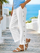 economico Fondi-Per donna Pantaloni Estivi Pantaloni Corti Vacanza Moda Essenziale Lunghezza alla caviglia Misura del girovita medio Semplice Elastico in vita Comodità Confortevole Traspirante Inelastico Vacanza