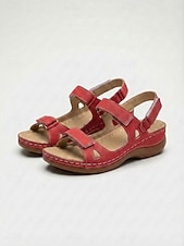 preiswerte Flache Sandalen-graue Damen Komfort-Sandalen mit Cut-Out-Design und Klettverschluss für Freizeit und Alltag