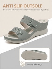 cheap Comfort Sandals-Women's Green Wedge Sandals – Adjustable Strap Comfort Sandals with Arch Support, Lightweight Cushioned Walking Shoes for Travel, Daily Wear, Outdoor Walking &amp; Garden Leisure