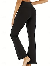 baratos Leggings e collants para ioga-Mulheres Calças de Pilates Calças de ioga Bolsos Levantamento de Butt Ruched Cintura Alta Treino de Ginástica Corrida Ginástica Calças Leggings Côr Sólida Cinzento Escuro Preto Azul Marinho Esportes