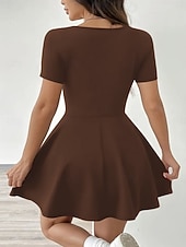 cheap Dress Sets-Women's Two Piece Sets Skirt Sets Short Sleeve Square Neck Plain Fashion Streetwear Casual Daily Outdoor Black Brown Gray Summer Slim