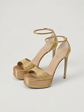 abordables Sandales à Plateforme-Sandales blanches à plateforme pour femme, à talons aiguilles et bride cheville, idéales pour un mariage ou une cérémonie. &amp; réception