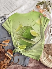 preiswerte Kunst &amp; Design T-Shirt-Damen T Shirt Druck Grafik Cartoon Abstrakt Vintage Stilvoll Lässig Kurzarm Rundhalsausschnitt Rundhals Normale Oberteile Lässig Täglich Grün Sommer Frühling