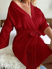 Χαμηλού Κόστους Γυναικείες ρόμπες-Γυναικεία Σαλόνια Ρόμπα Μοντέρνα Καθημερινό Μονόχρωμες Σατέν Μεταξωτές Πιτζάμες Πιτζάμες Κουρελού Φορέματα Σορτσάκια Σπίτι Διακοπές Κοντομάνικο Λαιμόκοψη V