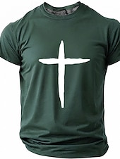 Hombre Cruz Camiseta Manga Corta Camiseta Impresión 3D Cuello Barco Camisa Moda Design Sencillo Casual Diario Fiesta Rojo Verano Primavera Ropa S M L XL XXL XXXL