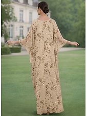 economico Lunghezza del pavimento-Linea ad A Abito Lunghezza al pavimento Abito da invitata a nozze Abito Formale Abito da sera Abito da cerimonia per signora Mezza Manica Scollo a Barca Elegante Semplice Abbellito Formale Chiffon