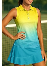 abordables Camisa de Mujer-Mujer Degradado Camisa deportiva Camisas de polo Camiseta sin mangas Camiseta de tenis Sin Mangas Floral Botones UPF50+ Resistente a los rayos UV Alta elasticidad Dispersor de humedad Transpirable