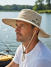 abordables Chapeaux pour hommes-Chapeau de soleil imperméable pour homme en polyester à large bord, pliable et multicolore, idéal pour la pêche, la randonnée, les vacances à la plage, le camping, le trekking et les voyages décontractés.
