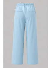 abordables Pantalones de pierna recta-Mujer Pantalones Rectos Vacaciones Básico Longitud total Media cintura Comodidad Rígido Diario Negro Caqui Beige Café Verano Primavera Otoño