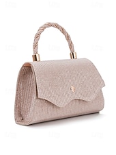 preiswerte Clutches &amp; Taschen für die Abendgarderobe-Elegante Damenhandtasche mit Henkel und Kette, glänzende Abendclutch aus Polyester, in verschiedenen Farben erhältlich, mit funkelnden Details, perfekt für Hochzeiten, Partys und besondere Anlässe.