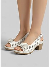 olcso Magassarkú szandálok-női virágos kivágású slingback szandál – kényelmes, vaskos sarkú nyári szandál hétköznapi és kerti parti viselethez