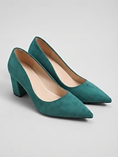 cheap Block Heel Pumps-Women's Rose Pink Suede Pumps - Elegant Pointed Toe Block Heels for Everyday Wear, Casual Outfits &amp; Stylish Street Look