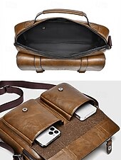 economico Borselli da uomo-Borsa a tracolla da uomo in similpelle, borsa a mano multi-scomparto di grande capacità con tracolla regolabile, borsa da viaggio elegante e casual per il lavoro e gli spostamenti quotidiani.
