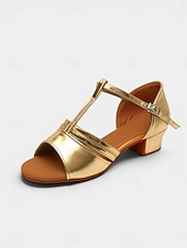 cheap Latin Shoes-Women's Professional Latin Dance Shoes - Gold Satin Low Heel