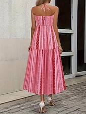 cheap Boho Dress-Women's Midi Dress Boho Dress Sundress Casual Dress Slip Dress Elegant Fashion Modern Outdoor Vacation Going out Regular Fit Plain Sleeveless Strapless Blue White Pink Summer Spring