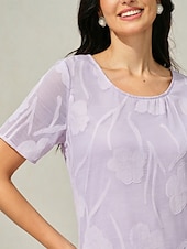 preiswerte Einfaches Kleid-Damen Minikleid Shiftkleid Elegant Einfarbig Kurzarm Rundhalsausschnitt Lila