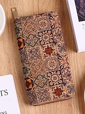 billige Lommebøker-Dame-lommebok i bohemsk kunstskinn med lang lommebok, stor kapasitet og flere kortspor med glidelås rundt clutch i flere mønstre for shopping, daglig bruk og reiser
