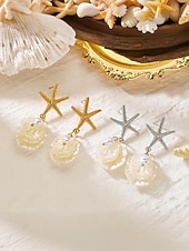 お買い得  レディースイヤリング-女性用ボヘミアンスタイルの合金製シェルイヤリング、コンクシェルペンダント、ビーチでの休暇や普段使いに最適、軽量でトレンディな女性用ジュエリー