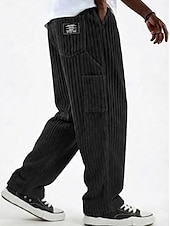  Férfi Nadrág Kordbársony Nadrág Téli nadrág Alkalmi nadrág Bő nadrág Zsinór Többzsebes Tömör szín Mokaszinok Teljes hossz Hétköznapi Napi Szabadtéri Divat Utcai sikk Medence Fehér Mikroelasztikus