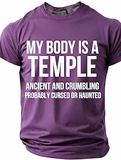 ieftine Tricouri cu umor sarcastic-Corpul meu este un templu antic, blestemat, bântuit, tricou amuzant, sarcastic, cu umor, grafic, guler rotund, mânecă scurtă, cadou de ziua de naștere pentru el, cadou de glumă, haine de designer