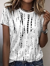 cheap Art&amp;Design tee-Women's T Shirt Print Graphic Color Gradient Stylish Classic Casual Short Sleeve Crew Neck Regular Tops Daily White / Black White Red White Pink Orange Summer Spring
