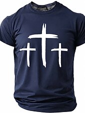 abordables Camisetas de fe-Hombre Cruz Camiseta Manga Corta Camiseta Impresión 3D Cuello Barco Camisa Moda Design Sencillo Casual Diario Fiesta Rojo Verano Primavera Ropa S M L XL XXL XXXL