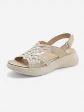 abordables Sandales Confort-Sandales noires sportives pour femmes avec soutien de la voûte plantaire – sandales à bride arrière élastique tissée, chaussures légères, respirantes et rembourrées pour un confort optimal toute la