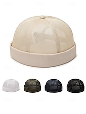 billiga Herrhattar-herrhatt i andningsbar mesh-polyester, justerbar mössa utan brätte i flera färger för dagligt bruk, strandsemester, resor och sommarstil utomhus