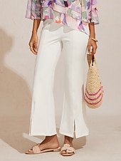 abordables Pantalons-pantalon évasé court et élégant légèrement extensible