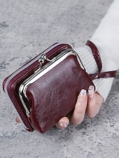 abordables Portefeuilles-Portefeuille-bracelet en similicuir pour femme, grande capacité, avec plusieurs emplacements pour cartes et porte-monnaie, disponible en plusieurs couleurs, idéal pour le shopping, les voyages, le
