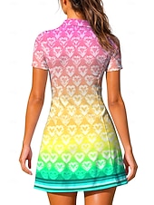 Χαμηλού Κόστους Φόρεμα Γυναικών-Γυναικεία Καρδιά Γεωμετρικό Βαθμίδα Καρό Φόρεμα τένις Αθλητικό φόρεμα Κοντομάνικο Στάμπα Αναπνέει Τέννις Γκολφ Μπάντμιντον Γιακάς Περιλαίμιο Polo Φορέματα Ανοικτό Κίτρινο Πράσινο Ανοικτό Κόκκινο