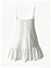 abordables Robes de Luxe-Femmes Mini Robe 100% Coton Robe fourreau Robe d'Été Robe Blanche Basique Moderne Occasionnel Quotidien Week-end Coupe Ample Uni Sans manches Bretelles spaghetti Blanche Jaune Vert Été Printemps