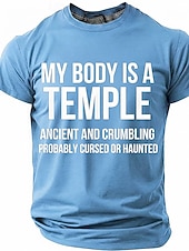 ieftine Tricouri cu umor sarcastic-Corpul meu este un templu antic, blestemat, bântuit, tricou amuzant, sarcastic, cu umor, grafic, guler rotund, mânecă scurtă, cadou de ziua de naștere pentru el, cadou de glumă, haine de designer