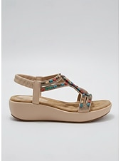 Недорогие Сандалии на танкетке-Женские богемные сандалии с цветочным принтом и Т-образным ремешком — удобные черные прогулочные туфли с красочными объемными цветочными акцентами и эластичным задним ремешком для отдыха на природе, летних фестивалей и поездок на пляж.