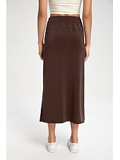 voordelige Actieve Rokken-Dames Tennis- en golfrokken Casual Midi Hoge taille Rokken Rekbaar Fitness Grafietgrijs Gedistilleerde koffie Wit Lente