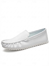 baratos Homens-Mocassins masculinos brancos, leves e confortáveis, para caminhadas, calçado casual elegante e macio, ideal para noites em resorts, jantares de férias, cruzeiros, momentos de lazer na praia e férias descontraídas.